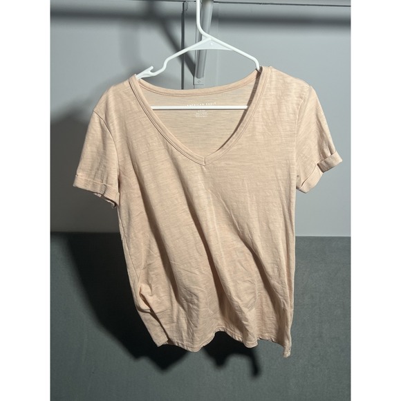 American Eagle By Payless Tops - American Eagle Women's S/P Small Light Pink V-Neck Cuffed Sleeve T-Shirt Top